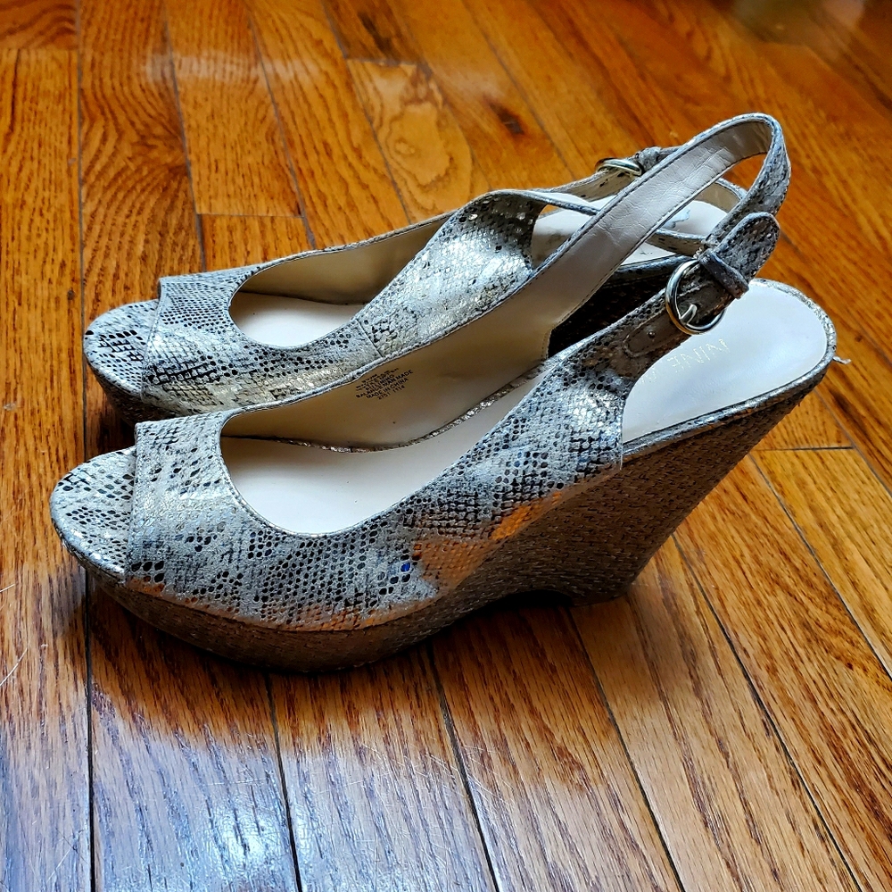 Gold/Shimmer Wedges Nine West